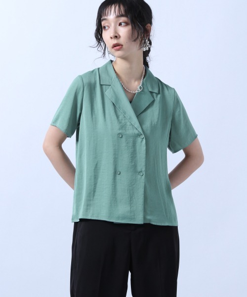 HARE（ハレ）の「ショートカイキンシャツ(HARE)（シャツ/ブラウス・レディース・ブラック/ブラック系その他/グリーン・FREE）」の18枚目の写真