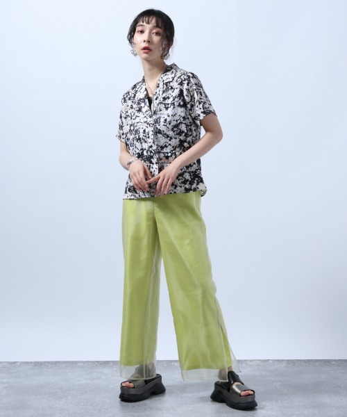 HARE（ハレ）の「ショートカイキンシャツ(HARE)（シャツ/ブラウス・レディース・ブラック/ブラック系その他/グリーン・FREE）」の4枚目の写真