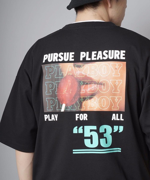 PLAYBOY（プレイボーイ）の「【PLAY BOY/プレイボーイ】スーパービッグシルエットプリントTシャツ バックプリント（Tシャツ/カットソー・メンズ・ブラック/ブラック系その他/ホワイト系その他/ホワイト・MEDIUM/LARGE）」の5枚目の写真