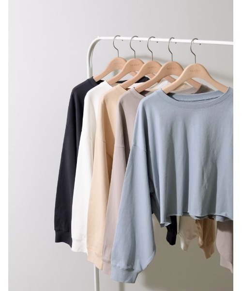 Re:EDIT(リエディ)の「USAコットンショート丈ロンT(Tシャツ/カットソー・レディース・スミクロ/ベージュ/ブルー/ホワイト/グレイッシュベージュ/グレー/ブラウン・MEDIUM/LARGE)」の16枚目の写真