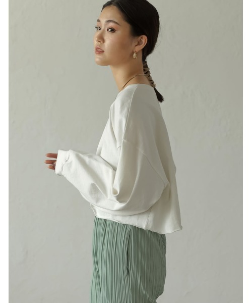 Re:EDIT(リエディ)の「USAコットンショート丈ロンT(Tシャツ/カットソー・レディース・スミクロ/ベージュ/ブルー/ホワイト/グレイッシュベージュ/グレー/ブラウン・MEDIUM/LARGE)」の14枚目の写真