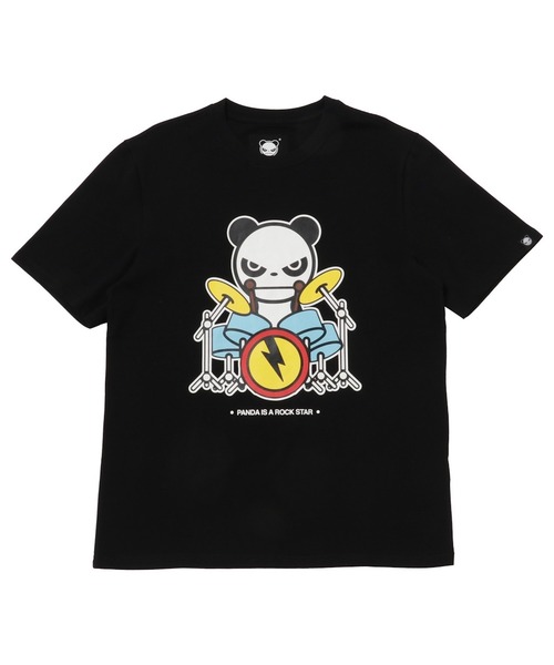 HIPANDA（ハイパンダ）の「HIPANDA ハイパンダ メンズ ドラムス・プリント 半袖Tシャツ（Tシャツ/カットソー・メンズ・ブラック/ホワイト・X-LARGE/XX-LARGE/MEDIUM/SMALL/LARGE）」の2枚目の写真