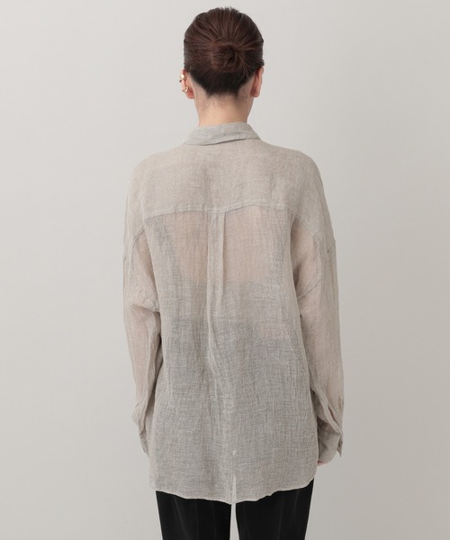 Curensology（カレンソロジー）の「Curensology(カレンソロジー)/リネンメッシュシャツ（シャツ/ブラウス・レディース・ブラック/ベージュ・FREE）」の7枚目の写真