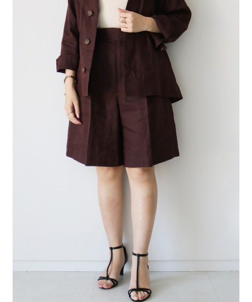 Te chichi CLASSIC（テチチクラシック）の「フレンチリネンショートパンツ（その他パンツ・レディース・ブラウン/カーキ/キナリ・MEDIUM/SMALL）」の3枚目の写真
