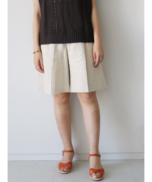 Te chichi CLASSIC（テチチクラシック）の「フレンチリネンショートパンツ（その他パンツ・レディース・ブラウン/カーキ/キナリ・MEDIUM/SMALL）」の2枚目の写真