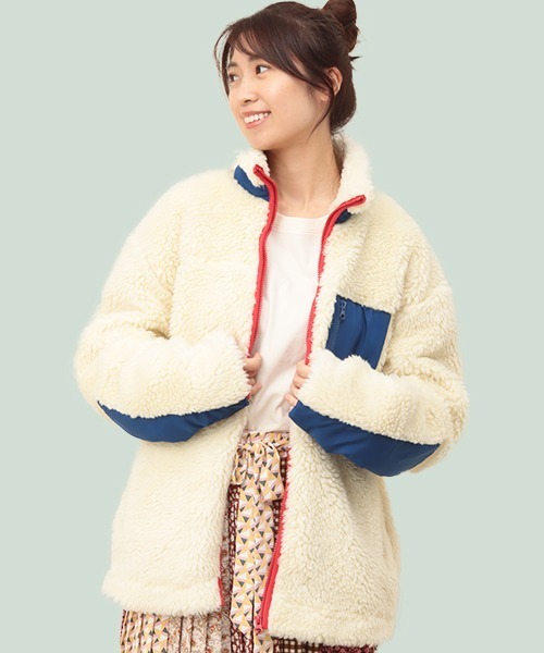 チチカカ（チチカカ）の「【ユニセックス】シャギーボア配色ジャケット（ブルゾン・メンズ・ブラック/オフホワイト・MEDIUM/LARGE）」の2枚目の写真