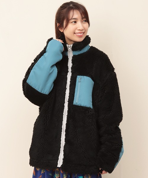 チチカカ（チチカカ）の「【ユニセックス】シャギーボア配色ジャケット（ブルゾン・メンズ・ブラック/オフホワイト・MEDIUM/LARGE）」の9枚目の写真