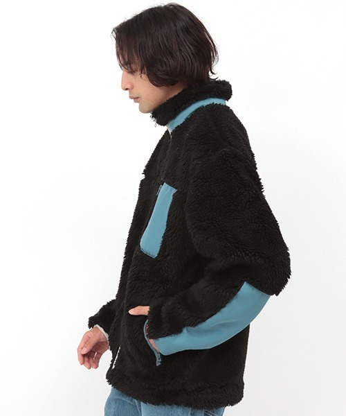 チチカカ（チチカカ）の「【ユニセックス】シャギーボア配色ジャケット（ブルゾン・メンズ・ブラック/オフホワイト・MEDIUM/LARGE）」の14枚目の写真