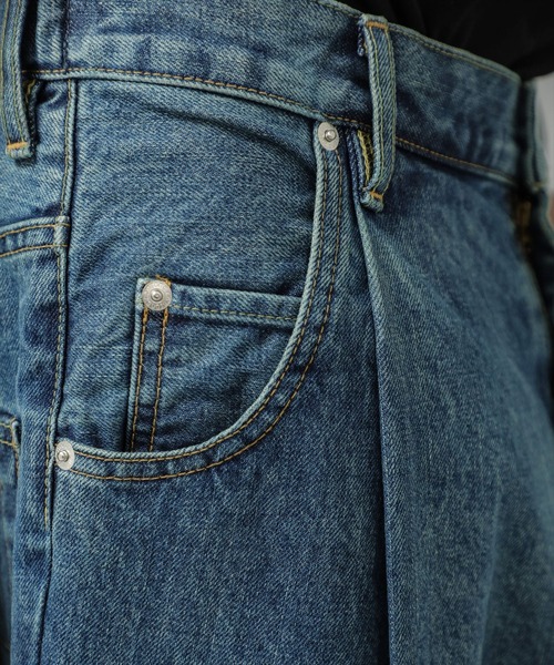 NEONSIGN（ネオンサイン）の「【NEONSIGN】UNHEMMED WIDE DENIM SLACKS（デニムパンツ・メンズ・サックスブルー/インディゴブルー・44/42）」の9枚目の写真