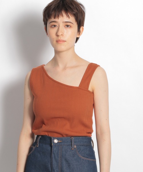 niko and...（ニコアンド）の「カップ付きアシメリブタンクトップ（タンクトップ・レディース・ブラック/ブラウン/アイボリー/ライトグリーン・MEDIUM/SMALL）」の3枚目の写真