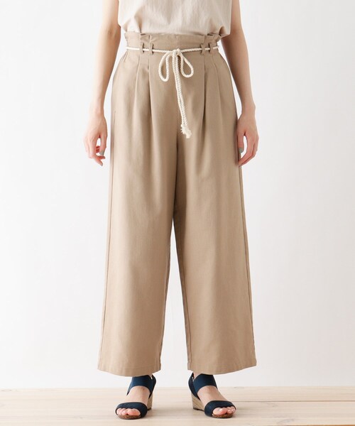 DRESKIP（ドレスキップ）の「◆リネン混ベルトワイドパンツ（その他パンツ・レディース・サンドベージュ/ネイビー/オフホワイト・03/02/04）」の4枚目の写真