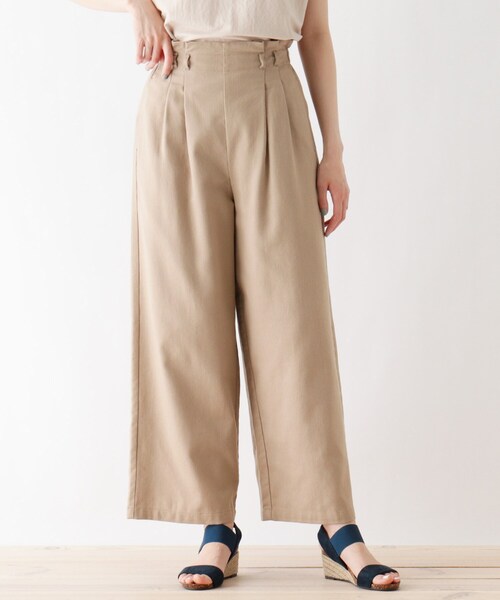 DRESKIP（ドレスキップ）の「◆リネン混ベルトワイドパンツ（その他パンツ・レディース・サンドベージュ/ネイビー/オフホワイト・03/02/04）」の10枚目の写真
