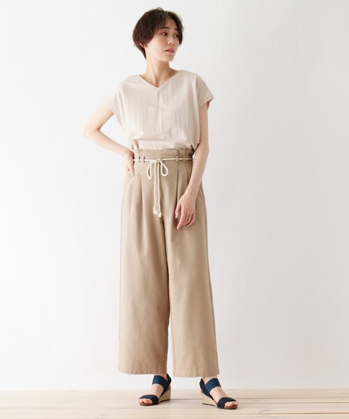 DRESKIP（ドレスキップ）の「◆リネン混ベルトワイドパンツ（その他パンツ・レディース・サンドベージュ/ネイビー/オフホワイト・03/02/04）」の17枚目の写真