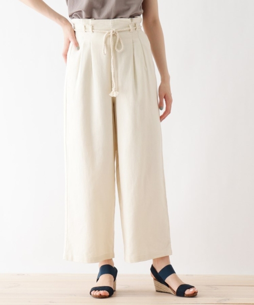 DRESKIP（ドレスキップ）の「◆リネン混ベルトワイドパンツ（その他パンツ・レディース・サンドベージュ/ネイビー/オフホワイト・03/02/04）」の18枚目の写真