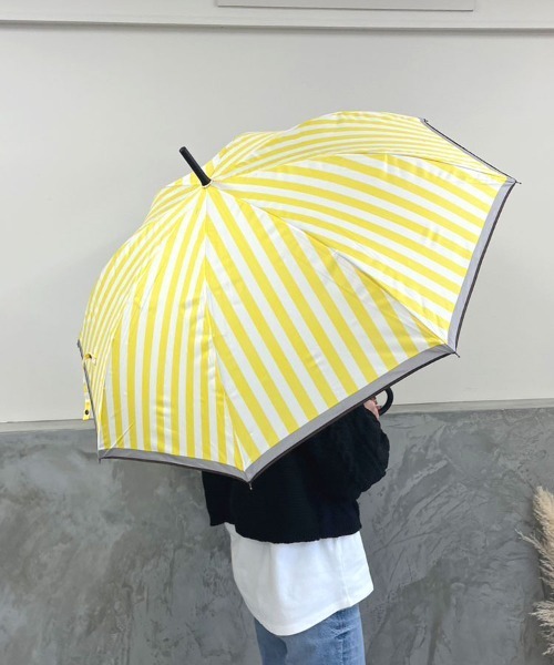 DONOBAN（ドノバン）の「裾配色ストライプ雨傘（長傘・レディース・ブルー系その他/グリーン系その他/ブラック系その他/グレー系その他/イエロー系その他・ONESIZE）」の5枚目の写真