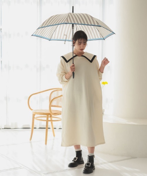 DONOBAN（ドノバン）の「裾配色ストライプ雨傘（長傘・レディース・ブルー系その他/グリーン系その他/ブラック系その他/グレー系その他/イエロー系その他・ONESIZE）」の12枚目の写真