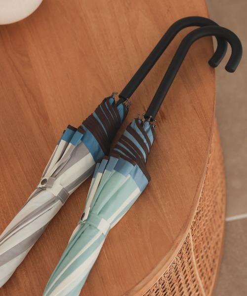 DONOBAN（ドノバン）の「裾配色ストライプ雨傘（長傘・レディース・ブルー系その他/グリーン系その他/ブラック系その他/グレー系その他/イエロー系その他・ONESIZE）」の13枚目の写真