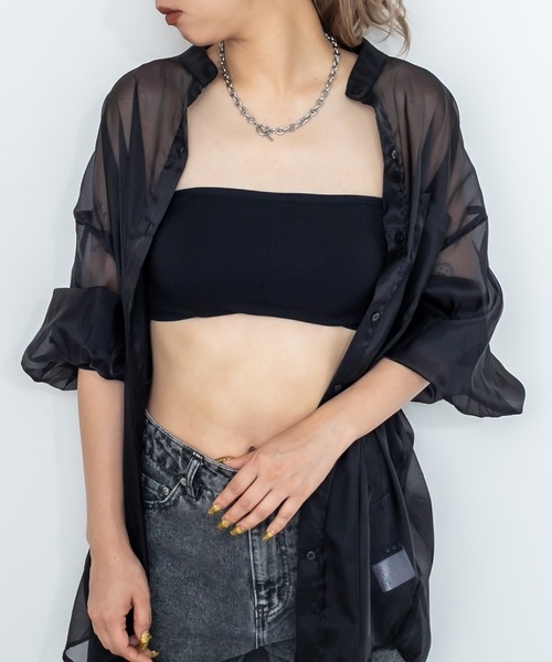 RASVOA（ラスボア）の「バッククロスチューブトップ/ブラットップ（チューブトップ・レディース・ブラック/オフホワイト・FREE）」の2枚目の写真