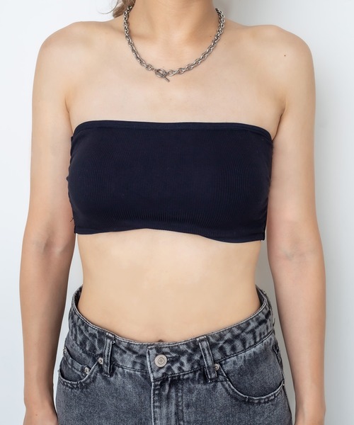 RASVOA（ラスボア）の「バッククロスチューブトップ/ブラットップ（チューブトップ・レディース・ブラック/オフホワイト・FREE）」の7枚目の写真