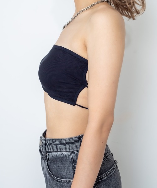 RASVOA（ラスボア）の「バッククロスチューブトップ/ブラットップ（チューブトップ・レディース・ブラック/オフホワイト・FREE）」の6枚目の写真