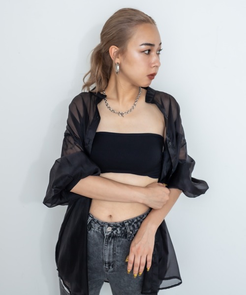 RASVOA（ラスボア）の「バッククロスチューブトップ/ブラットップ（チューブトップ・レディース・ブラック/オフホワイト・FREE）」の16枚目の写真