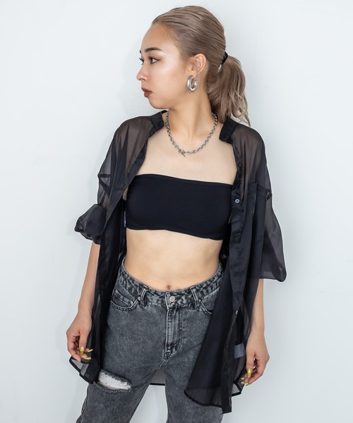 RASVOA（ラスボア）の「バッククロスチューブトップ/ブラットップ（チューブトップ・レディース・ブラック/オフホワイト・FREE）」の15枚目の写真