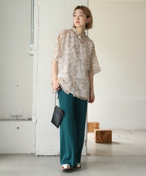 notch.（ノッチ）の「トライアングル柄シフォンシャツ（シャツ/ブラウス・レディース・グリーン/イエロー/チャコールグレー・M）」の7枚目の写真