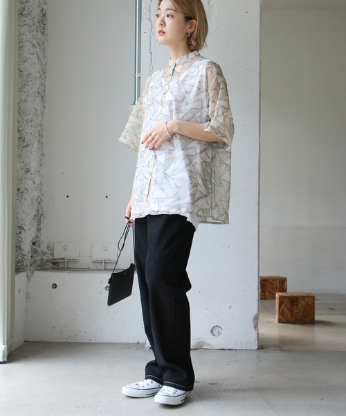 notch.（ノッチ）の「トライアングル柄シフォンシャツ（シャツ/ブラウス・レディース・グリーン/イエロー/チャコールグレー・M）」の10枚目の写真