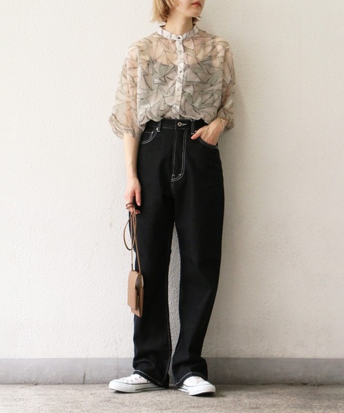 notch.（ノッチ）の「トライアングル柄シフォンシャツ（シャツ/ブラウス・レディース・グリーン/イエロー/チャコールグレー・M）」の12枚目の写真