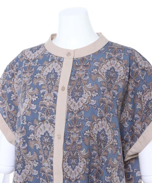 MLI'A（エムリア）の「配色ダマスク柄フレンチシャツ（シャツ/ブラウス・レディース・ブラック/オフホワイト/ブルー・M）」の7枚目の写真