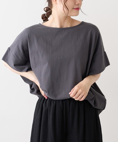 PUAL CE CIN（ピュアルセシン）の「カットワークレースつけ衿プルオーバー（Tシャツ/カットソー・レディース・オフホワイト/チャコールグレー/ナチュラル・FREE）」の7枚目の写真