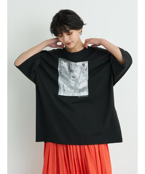 Editt by YECCA VECCA(エディットバイイェッカヴェッカ)の「グラフィティアートスリットBIG Tee *(Tシャツ/カットソー・レディース・オフホワイト/ブラック・FREE)」の10枚目の写真
