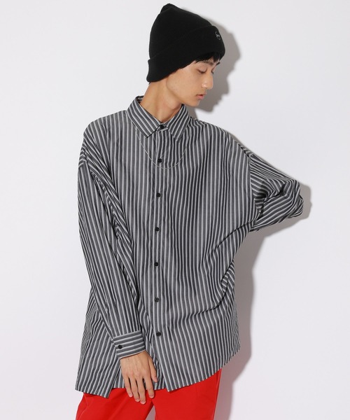PBLIM（ページボーイリム）の「【PAGEBOYLIM】ストライプシャツ（シャツ/ブラウス・レディース・ブラック系その他/サックスブルー系・MEDIUM/LARGE）」の2枚目の写真