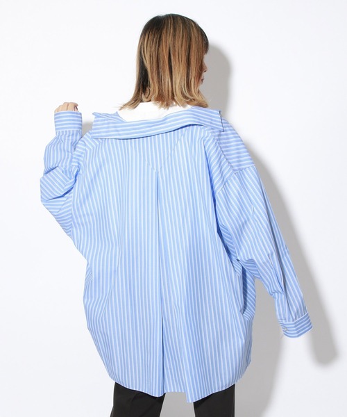 PBLIM（ページボーイリム）の「【PAGEBOYLIM】ストライプシャツ（シャツ/ブラウス・レディース・ブラック系その他/サックスブルー系・MEDIUM/LARGE）」の13枚目の写真
