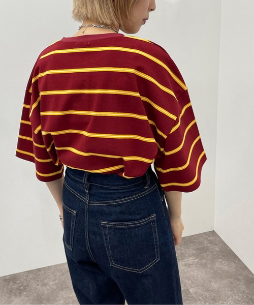 apres jour mignon（アプレジュールミニョン）の「マルチボーダーＴシャツ【ZOZOTOWN限定アイテム】（Tシャツ/カットソー・レディース・ブラック系その他/ボルドー/グリーン系その他・フリー/X-LARGE）」の15枚目の写真