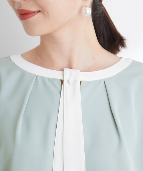 VIS(ビス)の「【洗濯可】2WAYで使える、襟配色ボウタイ取り外しブラウス(シャツ/ブラウス・レディース・ブラック/オフホワイト/サックスブルー・FREE)」の16枚目の写真