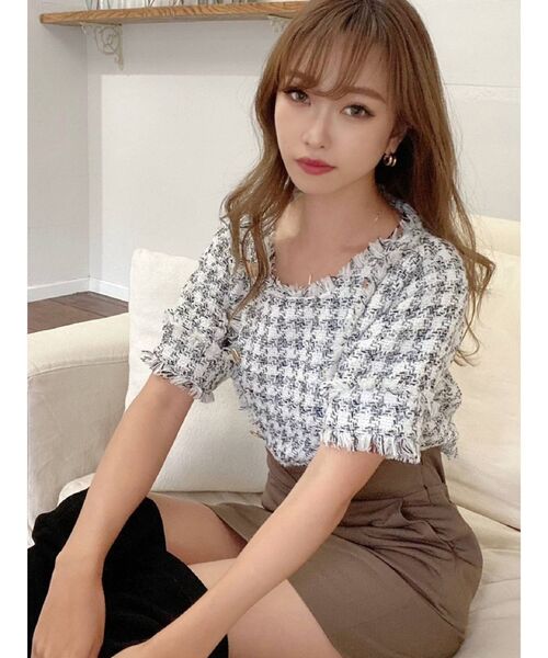 RESEXXY（リゼクシー）の「ツイードフリンジトップス（その他トップス・レディース・ブラック/ホワイト・FREE）」の2枚目の写真