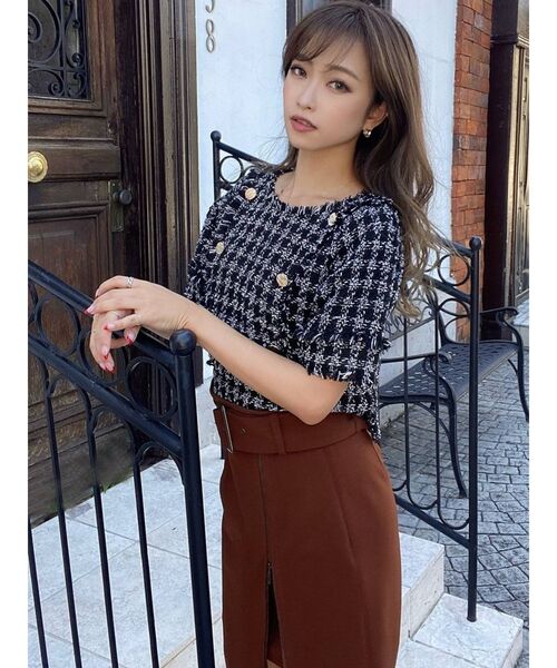 RESEXXY（リゼクシー）の「ツイードフリンジトップス（その他トップス・レディース・ブラック/ホワイト・FREE）」の3枚目の写真