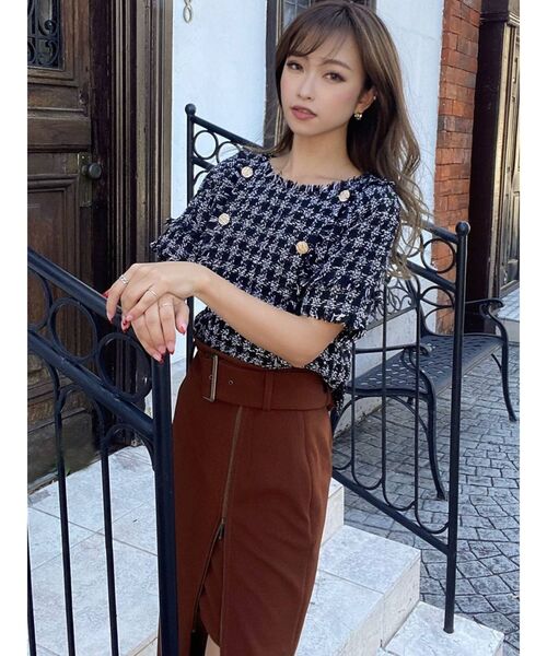 RESEXXY（リゼクシー）の「ツイードフリンジトップス（その他トップス・レディース・ブラック/ホワイト・FREE）」の5枚目の写真