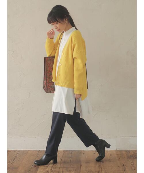 Green　Parks（グリーンパークス）の「かるい　ショート丈ニットカーデ＊（カーディガン/ボレロ・レディース・オフホワイト/ブラック/ブラウン/イエロー/ブルー・FREE）」の19枚目の写真
