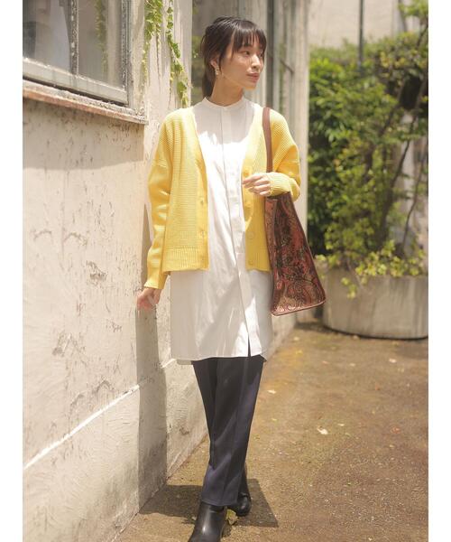 Green　Parks（グリーンパークス）の「かるい　ショート丈ニットカーデ＊（カーディガン/ボレロ・レディース・オフホワイト/ブラック/ブラウン/イエロー/ブルー・FREE）」の20枚目の写真