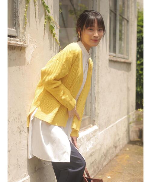 Green　Parks（グリーンパークス）の「かるい　ショート丈ニットカーデ＊（カーディガン/ボレロ・レディース・オフホワイト/ブラック/ブラウン/イエロー/ブルー・FREE）」の21枚目の写真