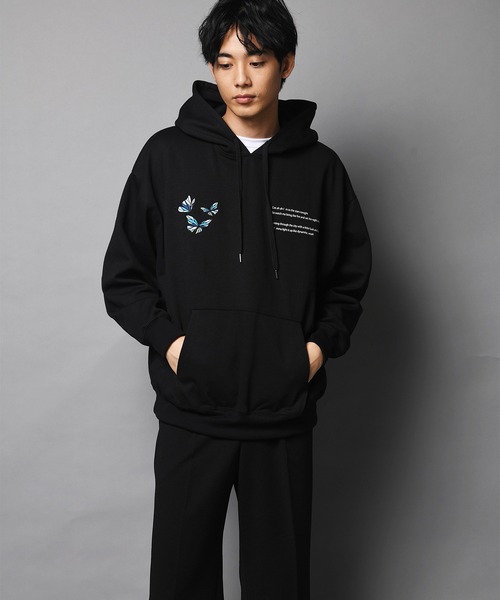 JACKROSE（ジャックローズ）の「JE-ローズ&バタフライ・プルパーカー（パーカー・メンズ・ホワイト/ホワイト系その他2/ブラック/ブラック系その他2・M/L）」の4枚目の写真