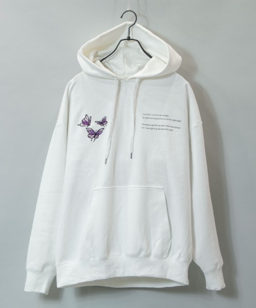 JACKROSE（ジャックローズ）の「JE-ローズ&バタフライ・プルパーカー（パーカー・メンズ・ホワイト/ホワイト系その他2/ブラック/ブラック系その他2・M/L）」の9枚目の写真