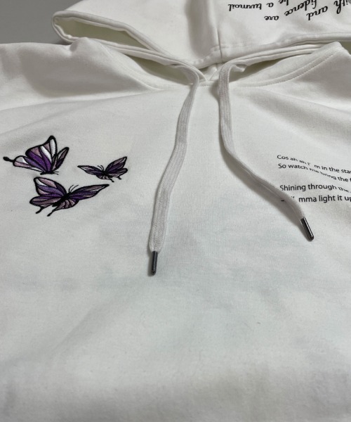 JACKROSE（ジャックローズ）の「JE-ローズ&バタフライ・プルパーカー（パーカー・メンズ・ホワイト/ホワイト系その他2/ブラック/ブラック系その他2・M/L）」の19枚目の写真