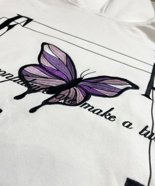 JACKROSE（ジャックローズ）の「JE-ローズ&バタフライ・プルパーカー（パーカー・メンズ・ホワイト/ホワイト系その他2/ブラック/ブラック系その他2・M/L）」の10枚目の写真