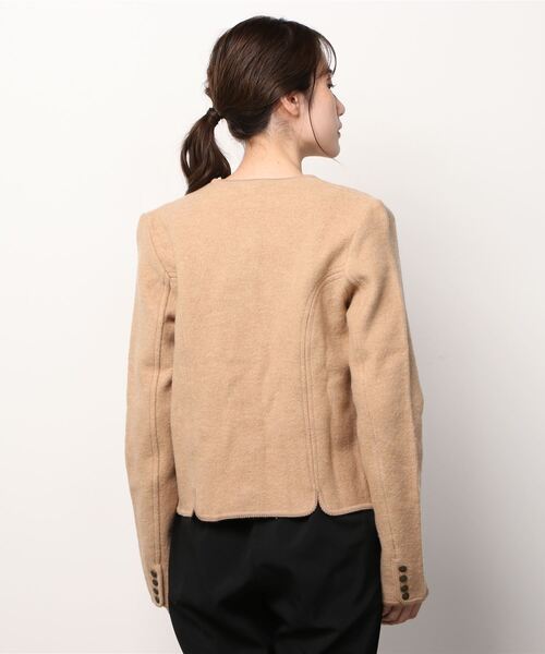 BROOKS BROTHERS(ブルックスブラザーズ)の「メリノ ボイルドウール ノーカラー ショートニットジャケット(ノーカラージャケット・レディース・ブラック/ライトブラウン・MEDIUM/SMALL/X-SMALL)」の3枚目の写真