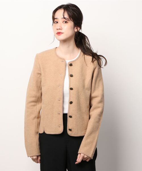 BROOKS BROTHERS(ブルックスブラザーズ)の「メリノ ボイルドウール ノーカラー ショートニットジャケット(ノーカラージャケット・レディース・ブラック/ライトブラウン・MEDIUM/SMALL/X-SMALL)」の11枚目の写真