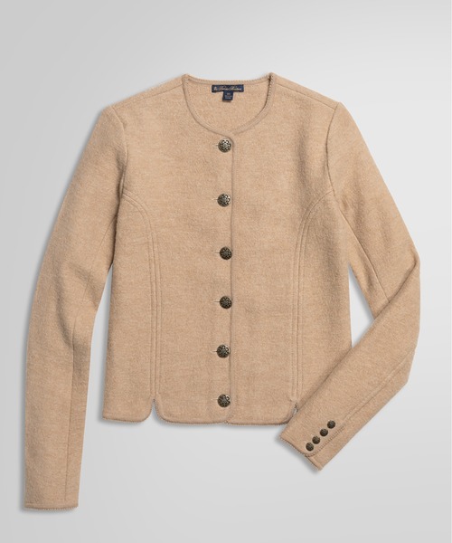 BROOKS BROTHERS(ブルックスブラザーズ)の「メリノ ボイルドウール ノーカラー ショートニットジャケット(ノーカラージャケット・レディース・ブラック/ライトブラウン・MEDIUM/SMALL/X-SMALL)」の18枚目の写真
