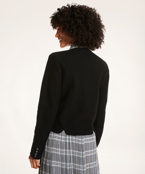 BROOKS BROTHERS(ブルックスブラザーズ)の「メリノ ボイルドウール ノーカラー ショートニットジャケット(ノーカラージャケット・レディース・ブラック/ライトブラウン・MEDIUM/SMALL/X-SMALL)」の14枚目の写真